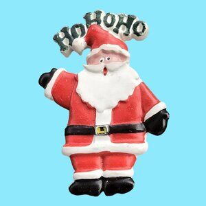 Santa Clause Christmas Pin Ho Ho Brooch Vintage Holiday Jewelry